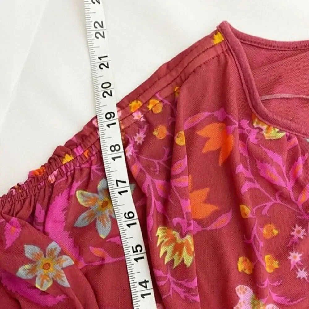 Free People Floral Wildflower Honey Blouse‎ Top Berry Combo Extra Small